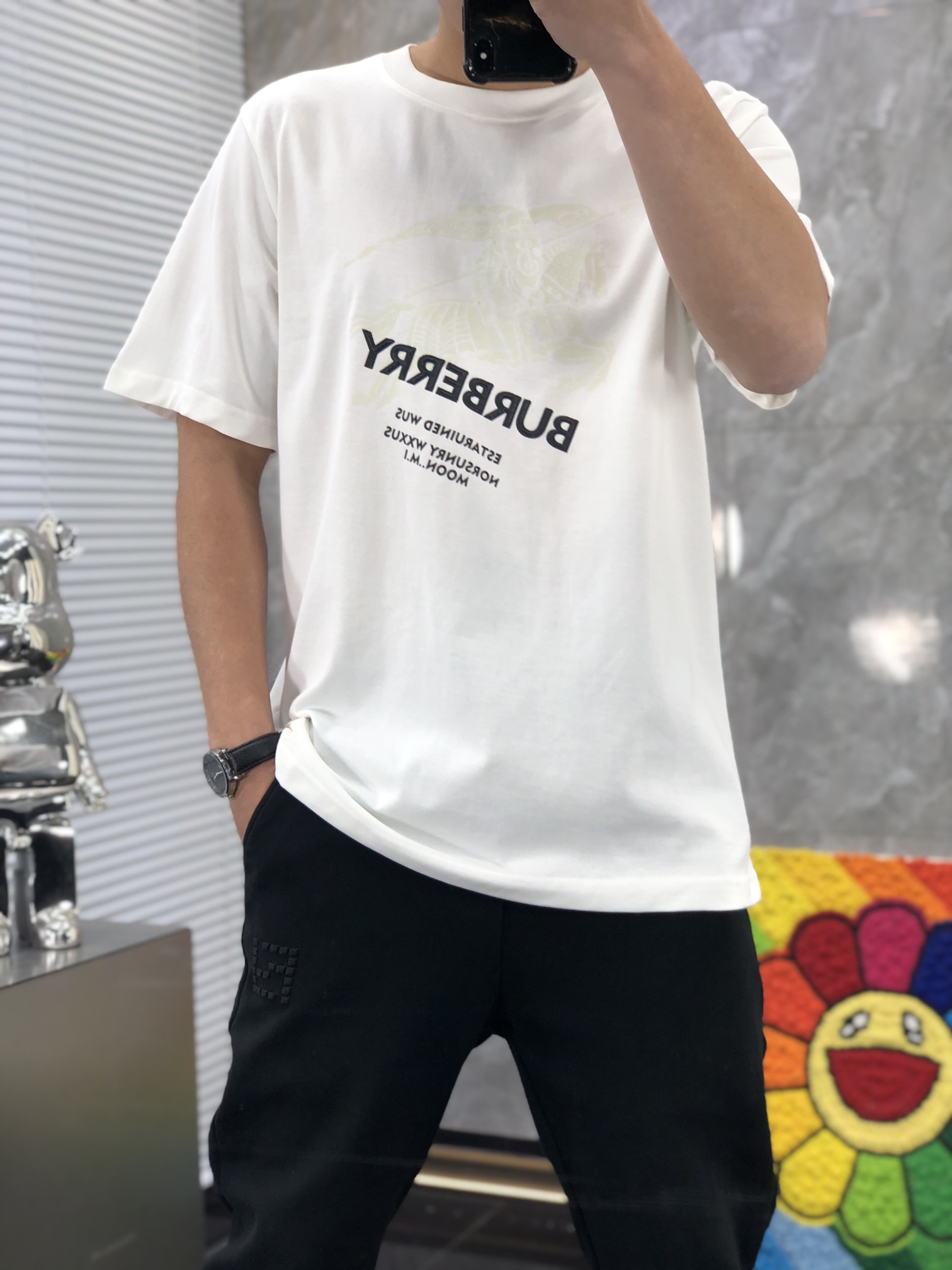 supreme burberry t シャツスーパーコピー 半袖 純綿 トップス カップル ゆったり 青春 柔らかい ホワイト_2