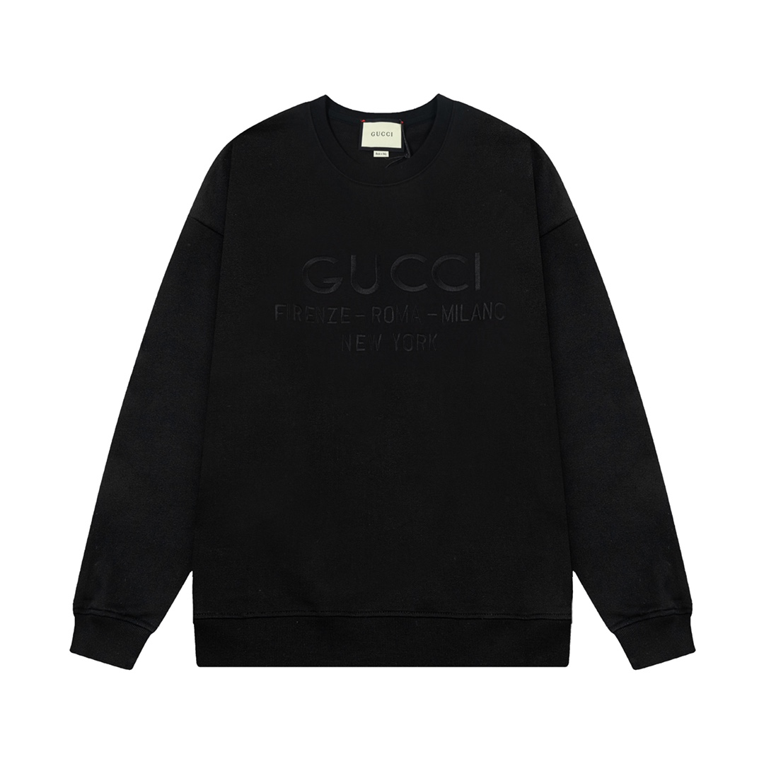 グッチパーカー 黒偽物 トップス gucci*balenciagaコラボ  プリント 純綿 人気品 ブラック_1