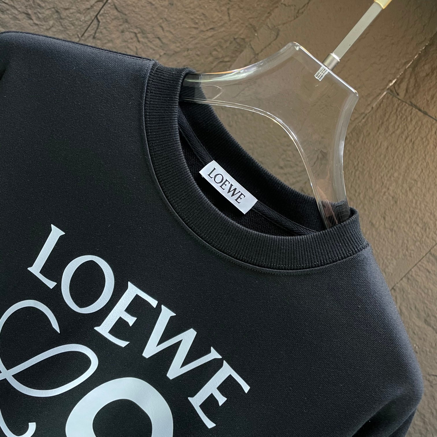 loewe ジブリ パーカーコピー 柔らかい トップス  長袖 純綿 ロゴ刺繍 シンプル 秋服 まるくび 吸汗 ブラック_3