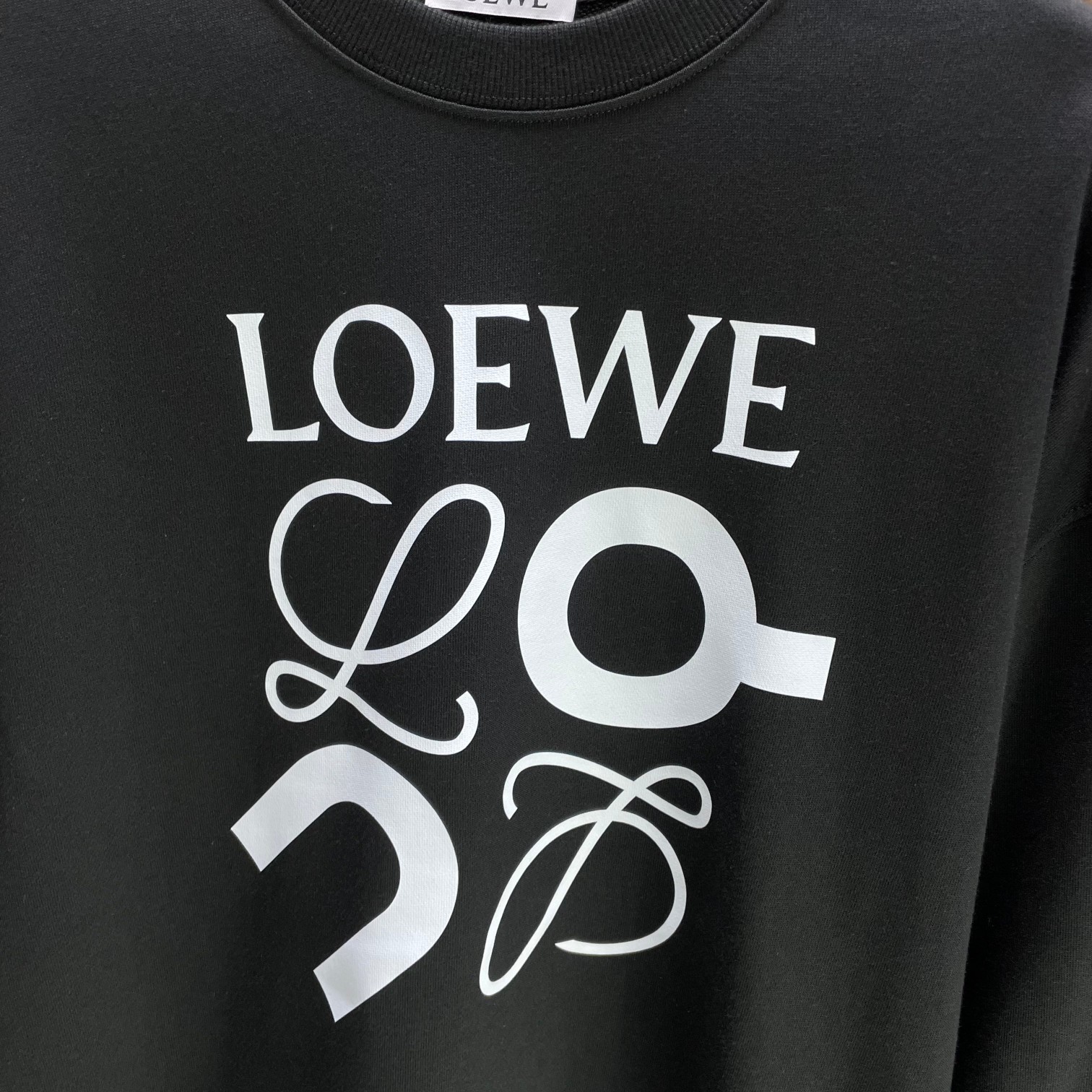 loewe ジブリ パーカーコピー 柔らかい トップス  長袖 純綿 ロゴ刺繍 シンプル 秋服 まるくび 吸汗 ブラック_5