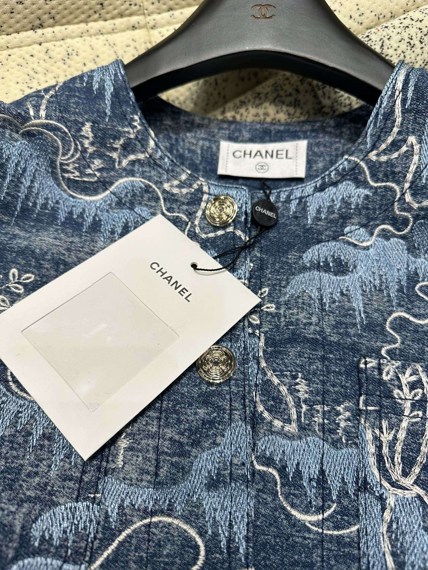 chanel ジャケット ツイードＮ級品 アウター トップス 品質保証 柔らかい 女性 優雅 暖かい プリント ブルー_5