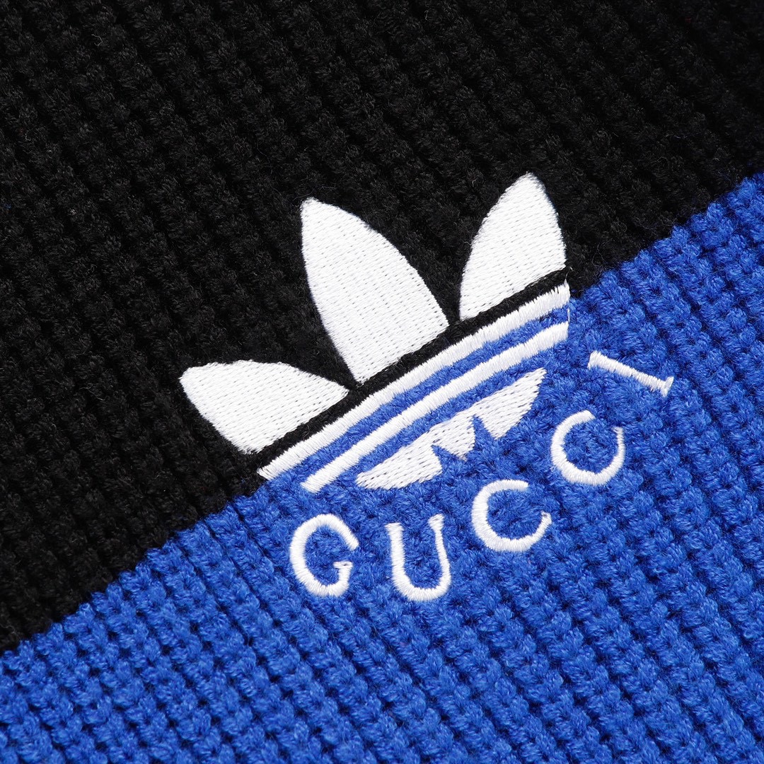 グッチ セーター アウトレット偽物 ニット素材 暖かい アウター adidas*Gucciコラボ 刺繍 ブルー_5