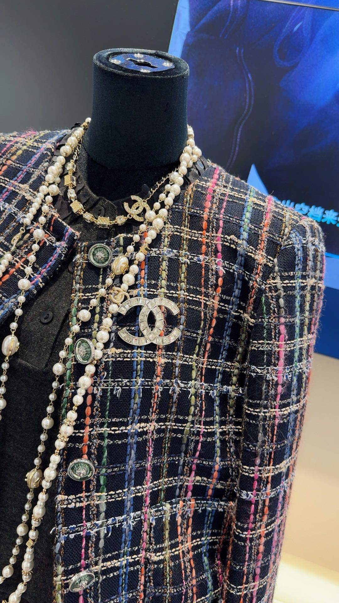 chanel ツイード ジャケットスーパーコピー 女性 アウター トップス カラフル糸 ニット服 人気 ブラック_7