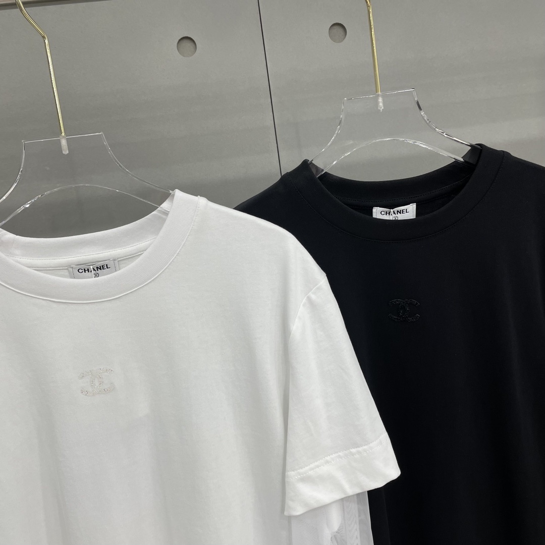 chanel t シャツ ピンクコピー 柔らかい トップス 純綿 長袖 シンプル 2色可選_2