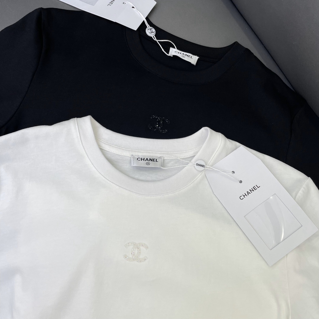 chanel t シャツ ピンクコピー 柔らかい トップス 純綿 長袖 シンプル 2色可選_3