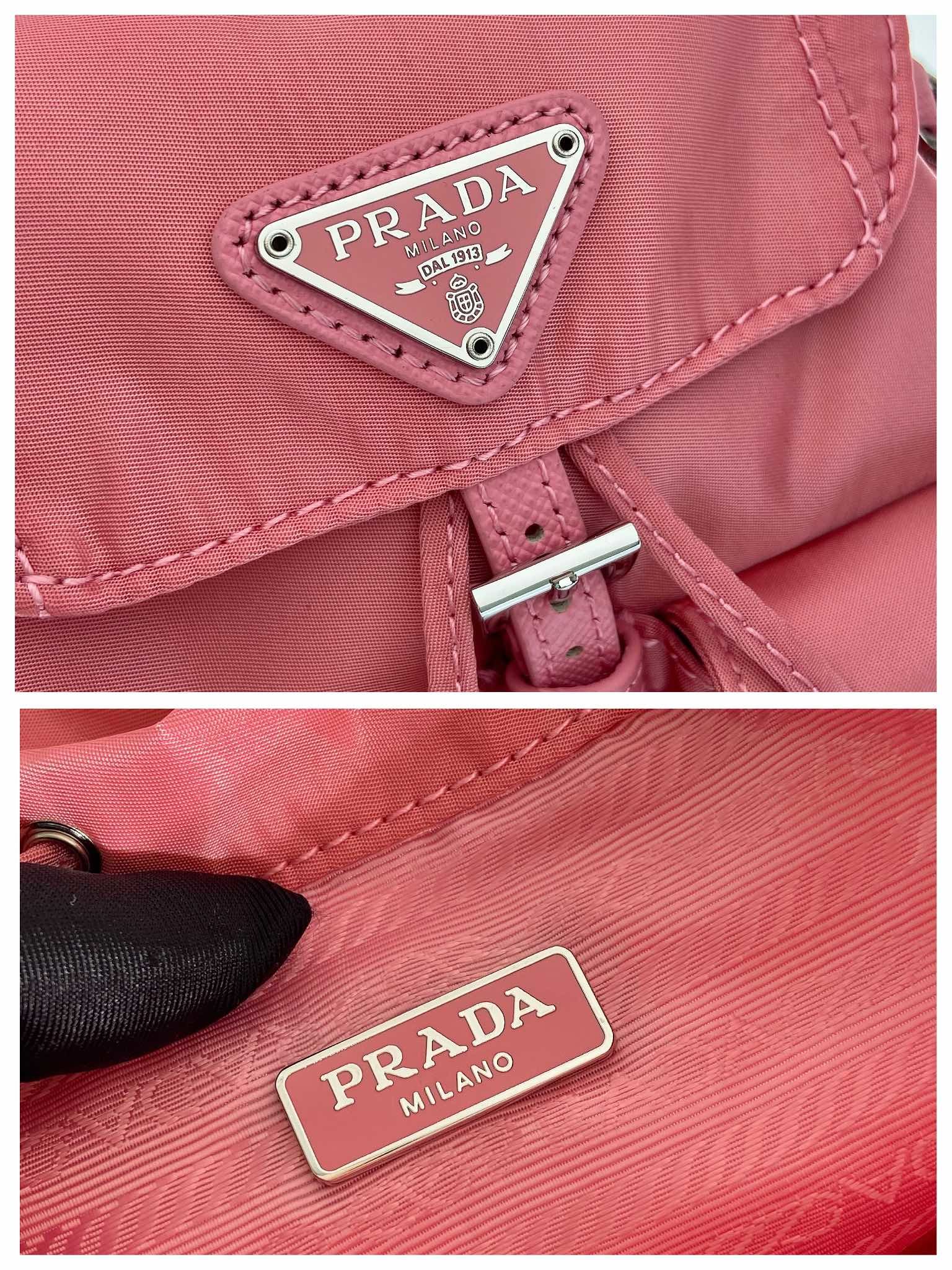 prada 巾着 ノベルティコピー バックバッグ 本革 レザー 1BH029 手持ち 実用 ローズレッド_9