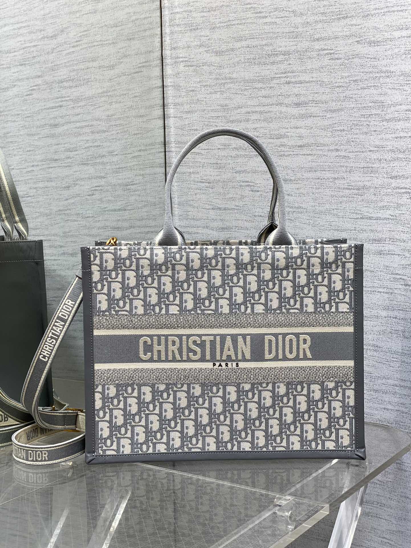 dior ショルダー バッグ激安通販 トート 動物刺繍 ハンドバッグ プリント 大容量 ママバッグ グレイ_1