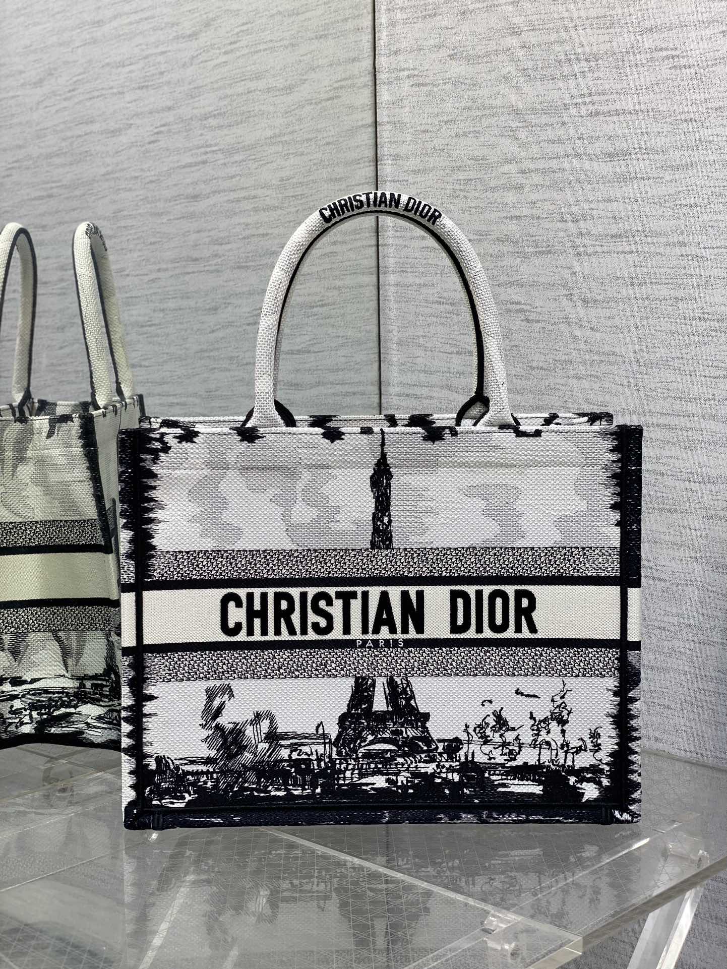 レディース dior バッグスーパーコピー 優雅 ロゴ刺繍 ハンドバッグ トート 大容量 ホワイト_1