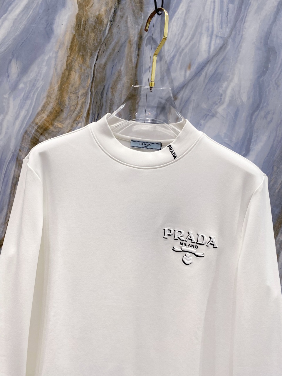 大人気でお買い得な prada t シャツ アウトレット偽物 トップス 長袖 純綿 シンプル メンズ ホワイト_2