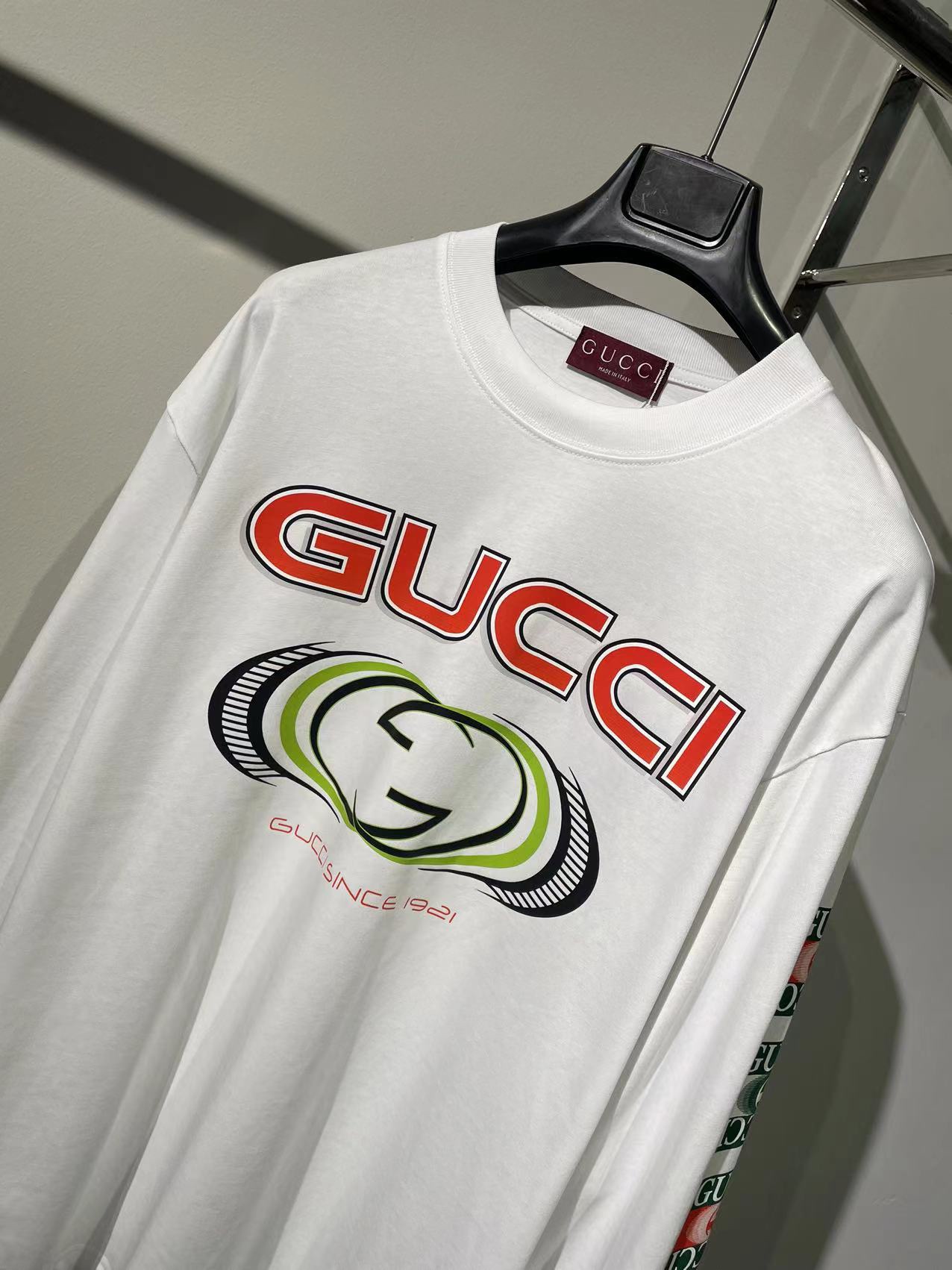 セール開催中 gucci t シャツ スパンコールスーパーコピー 純綿 トップス 長袖 プリント 男女兼用 ホワイト_3