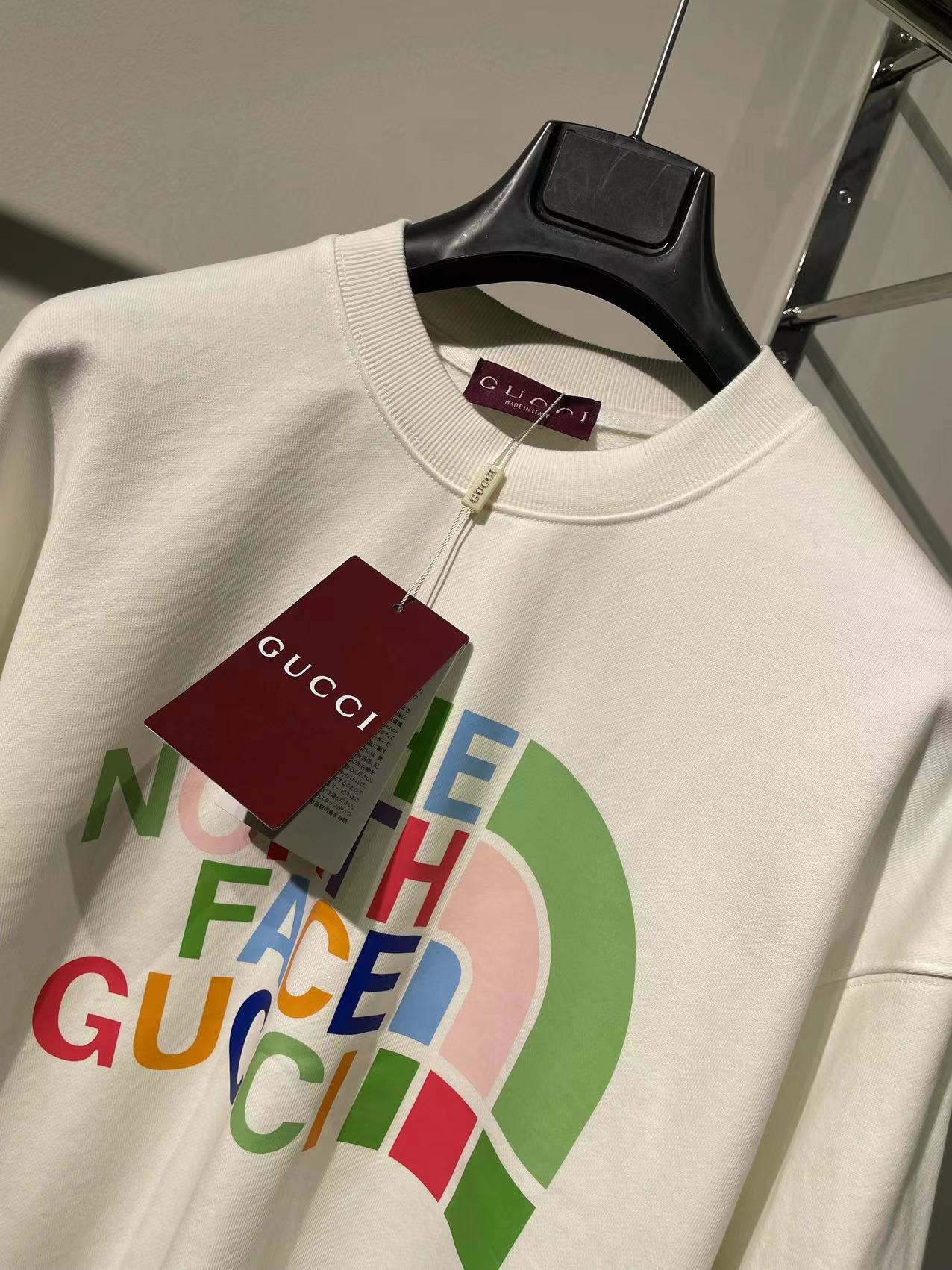 グッチパーカー青スーパーコピー トップス 純綿 TheNorthFace*Gucciコラボ  プリント 男女兼用 ホワイト_4