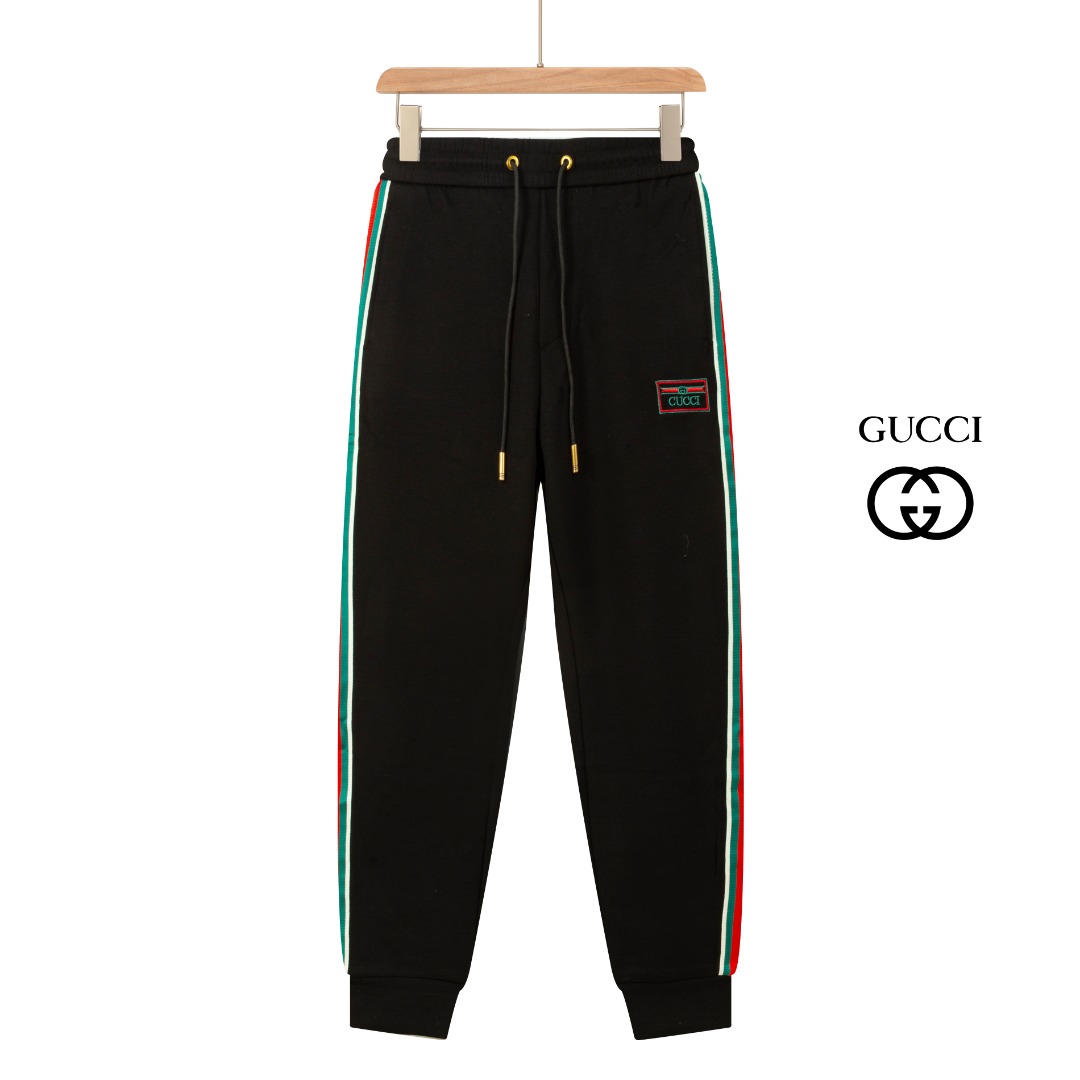 爆買いで大得価の gucci ズボン偽物 カジュアルパンツ 純綿 運動 ランニング 柔らかい ブラック_1