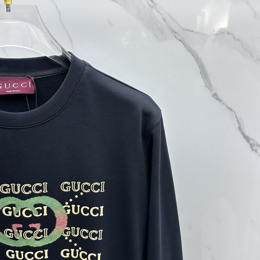 gucci カタカナ t シャツスーパーコピー 長袖 トップス 純綿 カジュアル 弾性がいい メンズ プリント ブラック_4