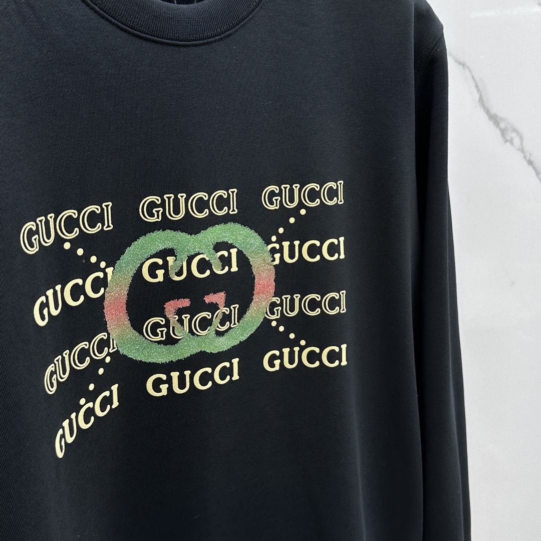 gucci カタカナ t シャツスーパーコピー 長袖 トップス 純綿 カジュアル 弾性がいい メンズ プリント ブラック_5