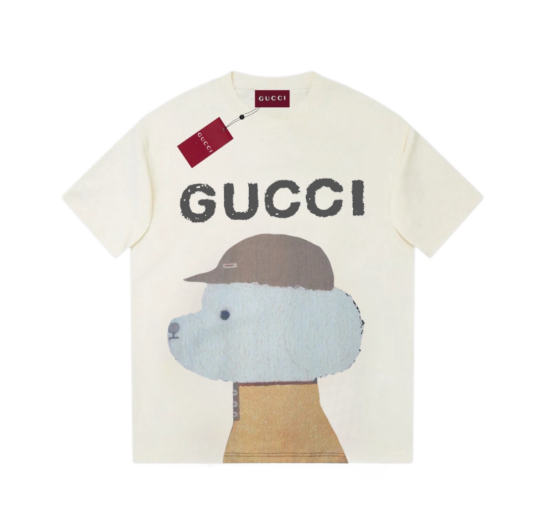 夏新作品 gucci さくらんぼ t シャツスーパーコピー 半袖トップス プリント 純綿 シンプル ホワイト_1