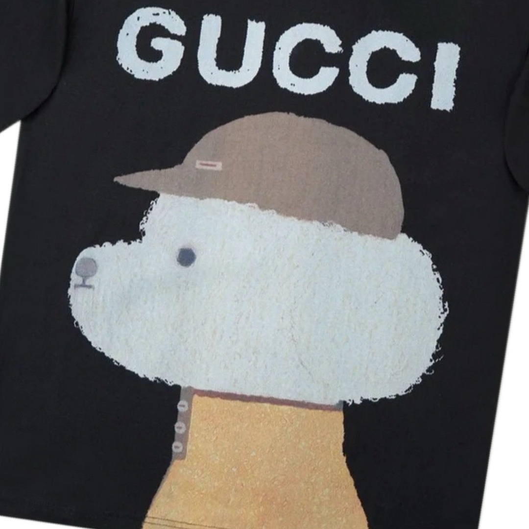 夏新作品 gucci の t シャツ激安通販 半袖トップス プリント 純綿 シンプル ブラック_5