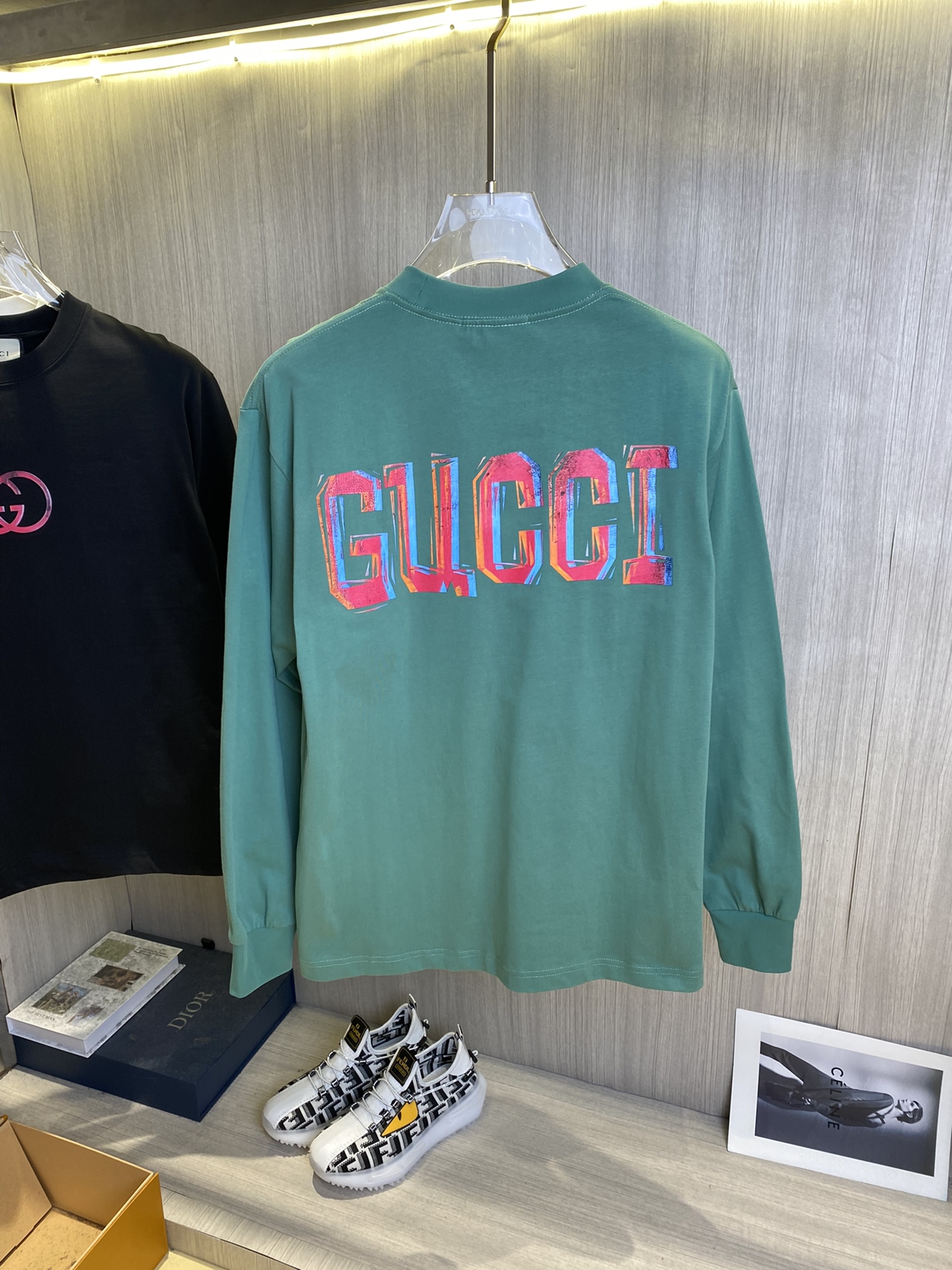 gucci ば な にゃ t シャツスーパーコピー 純綿 長袖トップス プリント 柔軟 弾性がいい グリーン_1