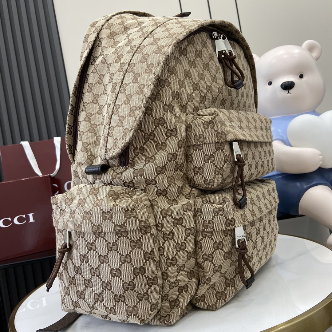 gucci バッグコピー バックバッグ レザー 牛革  シンプル 花柄 大容量 通学 800182 ブラウン_2