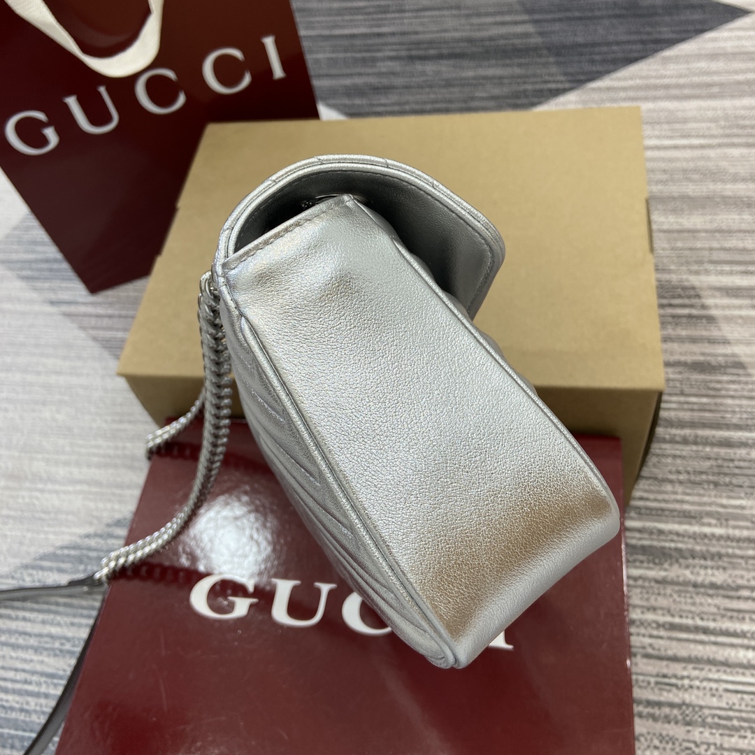 gucci トート バッグ偽物 斜め掛けバッグ ハイドバッグ レザー 牛革 シンプル 443497 シルバー_3