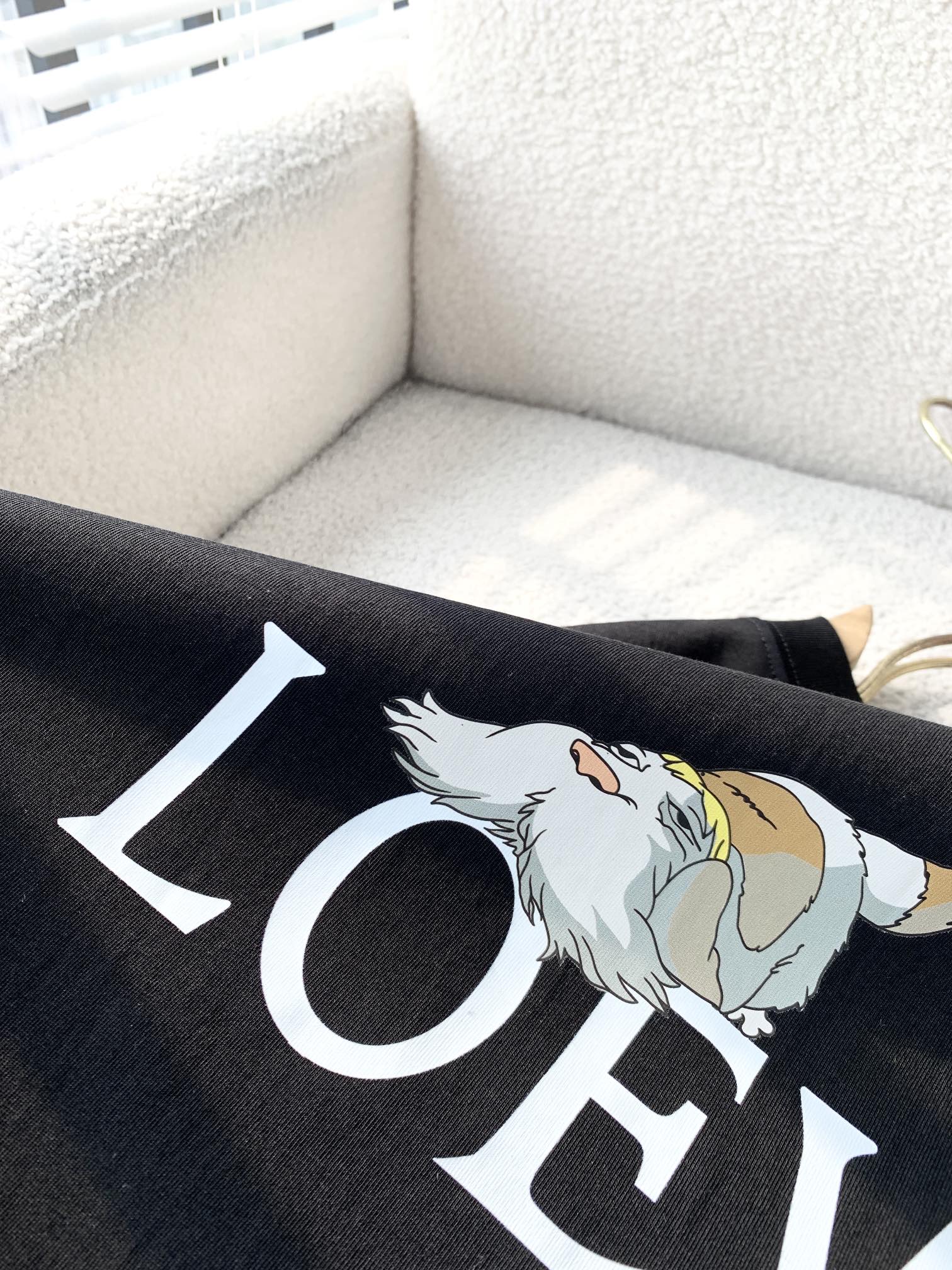 ロエベ tシャツ ロゴ偽物 トップス 純綿 短袖 シンプル 柔軟 ゆったり ロゴプリント ブラック_7