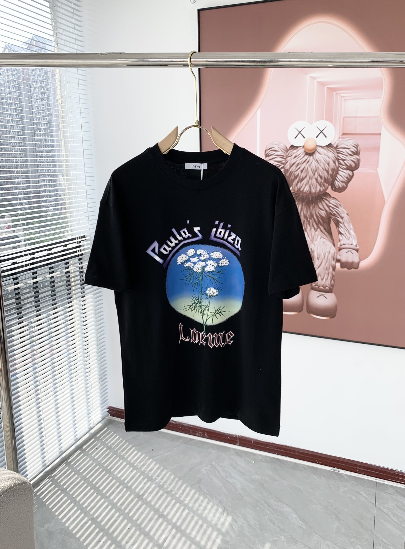 レディース ロエベ tシャツコピー トップス 純綿 短袖 男女兼用 柔らかい ゆったり ロゴプリント ブラック_1