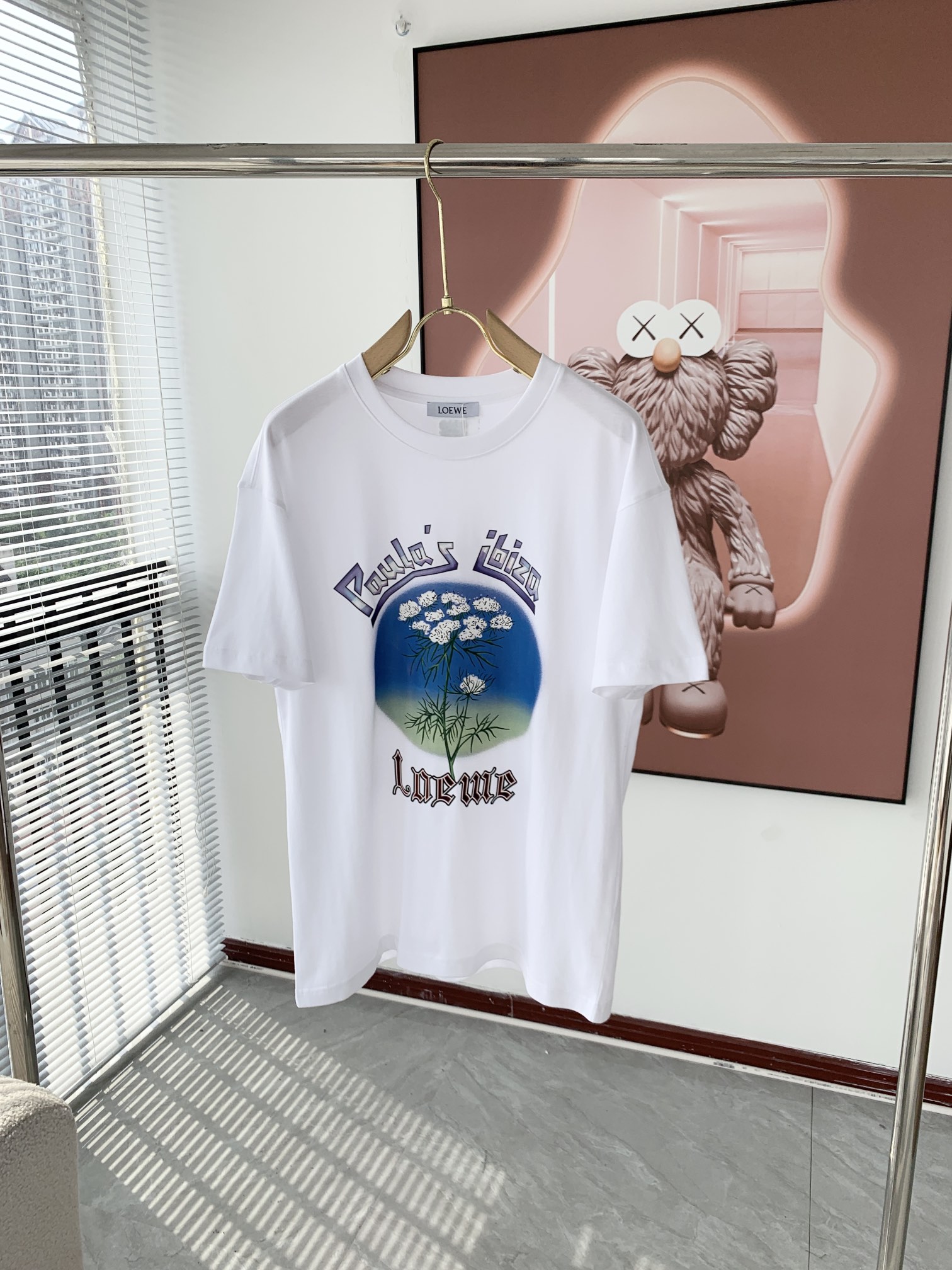 ロエベ tシャツスーパーコピー トップス 純綿 短袖 男女兼用 柔らかい ゆったり ロゴプリント ホワイト_1