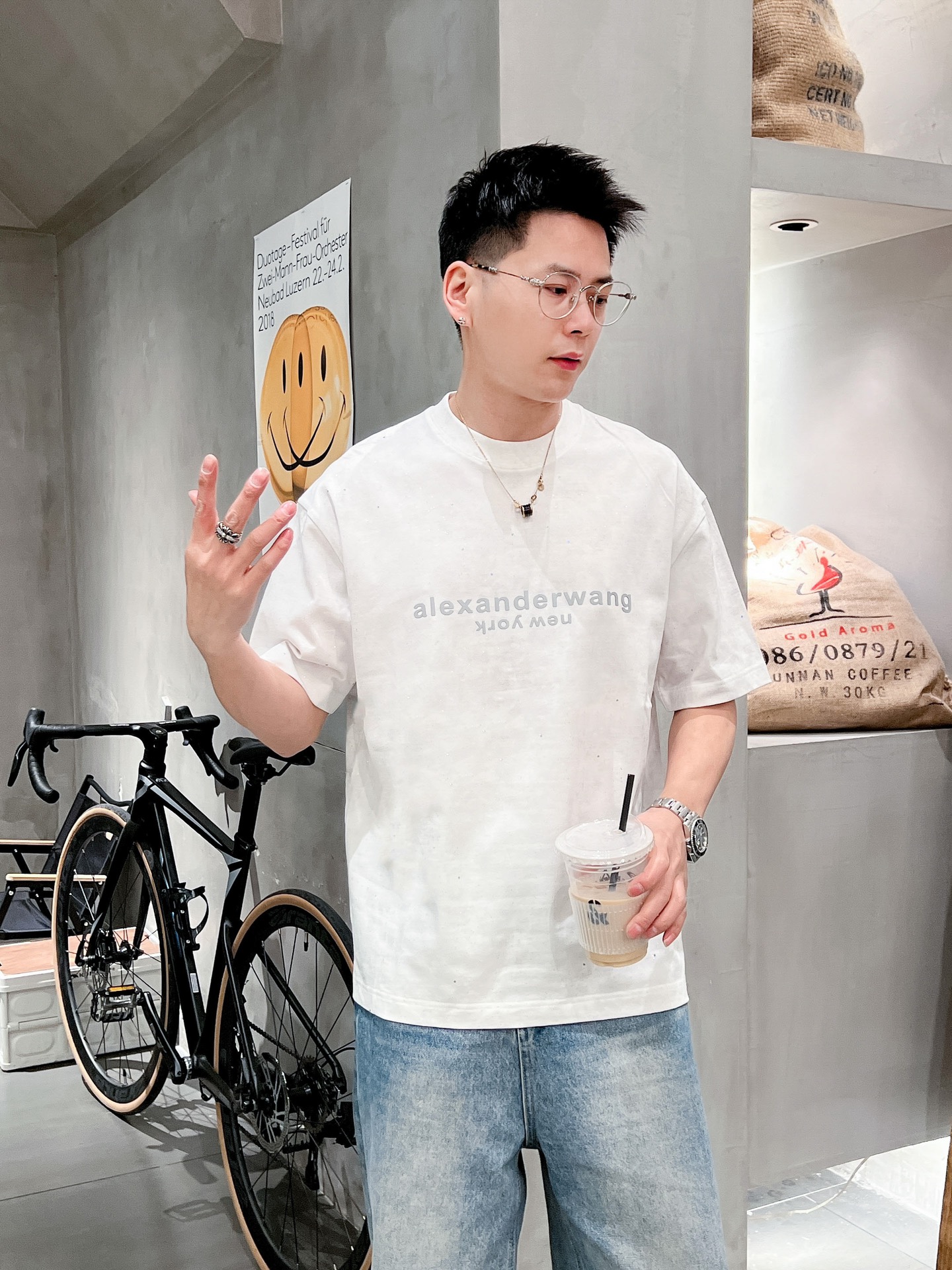 今季のおすすめ アレキサンダーワン tシャツ セールコピー 純綿 トップス 短袖 柔軟 プリント 男女兼用 ホワイト_1