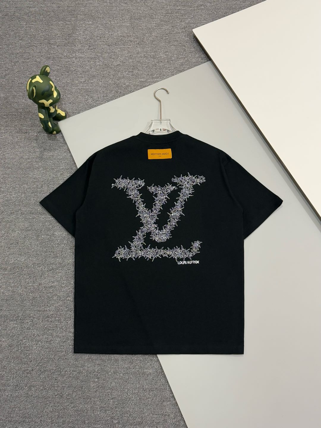 期間限定品 LV ヴィトン クマ tシャツＮ級品 コットン シンプル 短袖 純綿 トップス ブラック_2