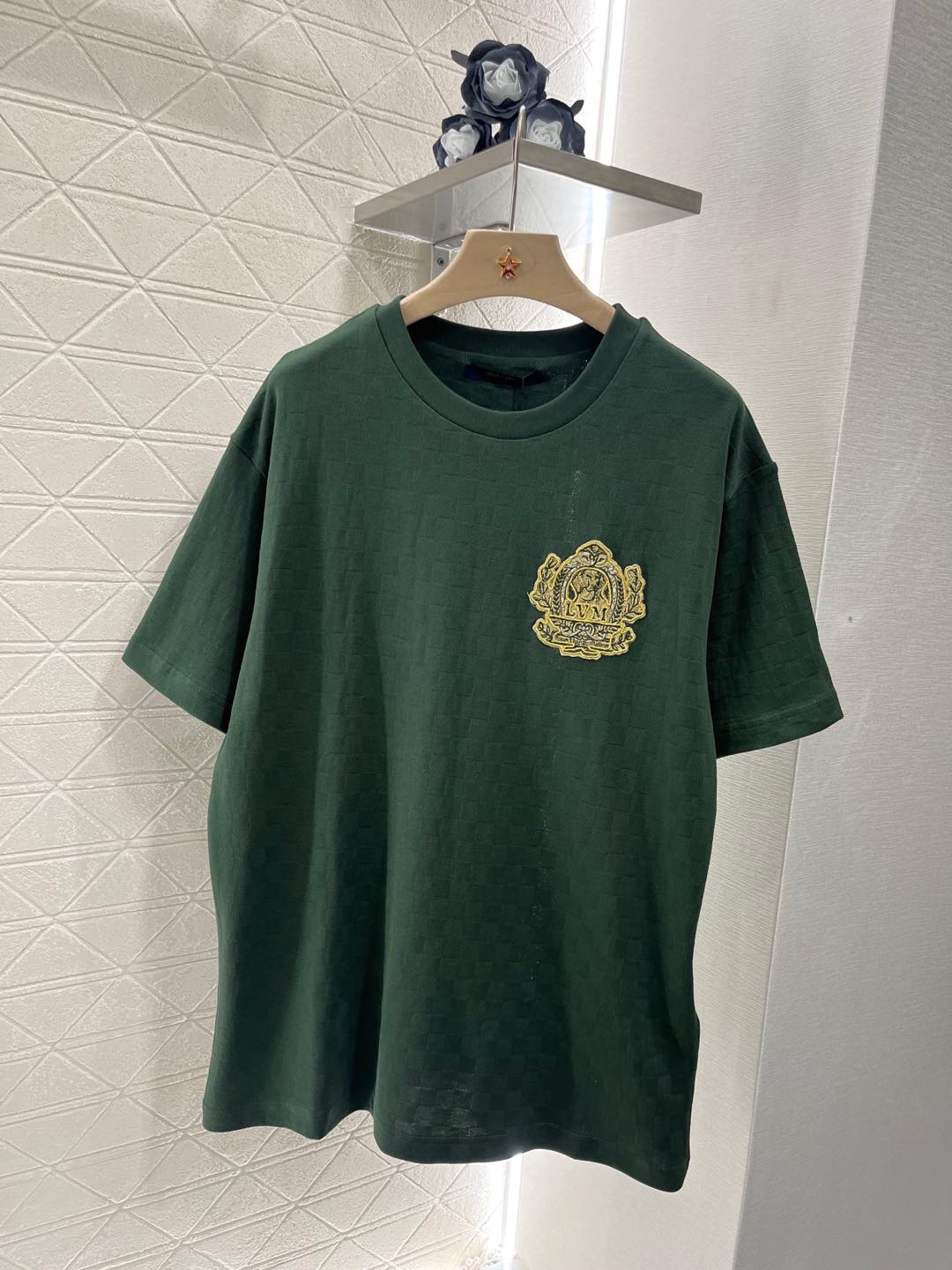 人気定番 ルイヴィトンtシャツ メンズスーパーコピー 短袖 トップス 純綿 ゆったり カジュアル ロゴプリント グリーン_2