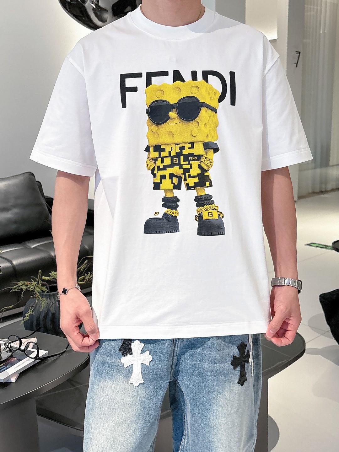 フェンディ 半袖コピー Ｔシャツ トップス 純綿 半袖 シンプル プリント 柔らかい ホワイト_7