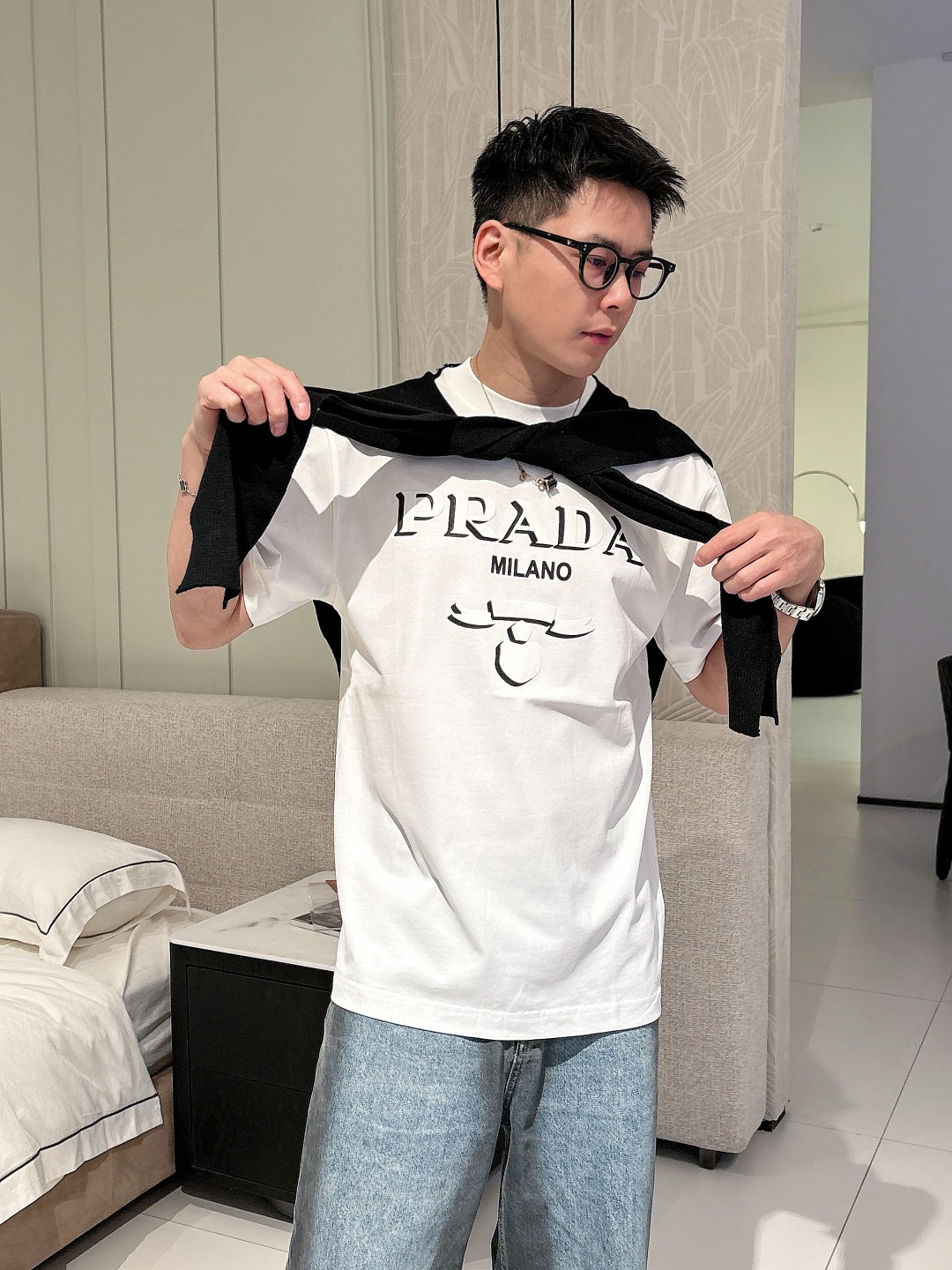 心地よい着用感 prada t シャツ レディースコピー トップス シンプル 半袖 純綿 ハンサム ホワイト_2