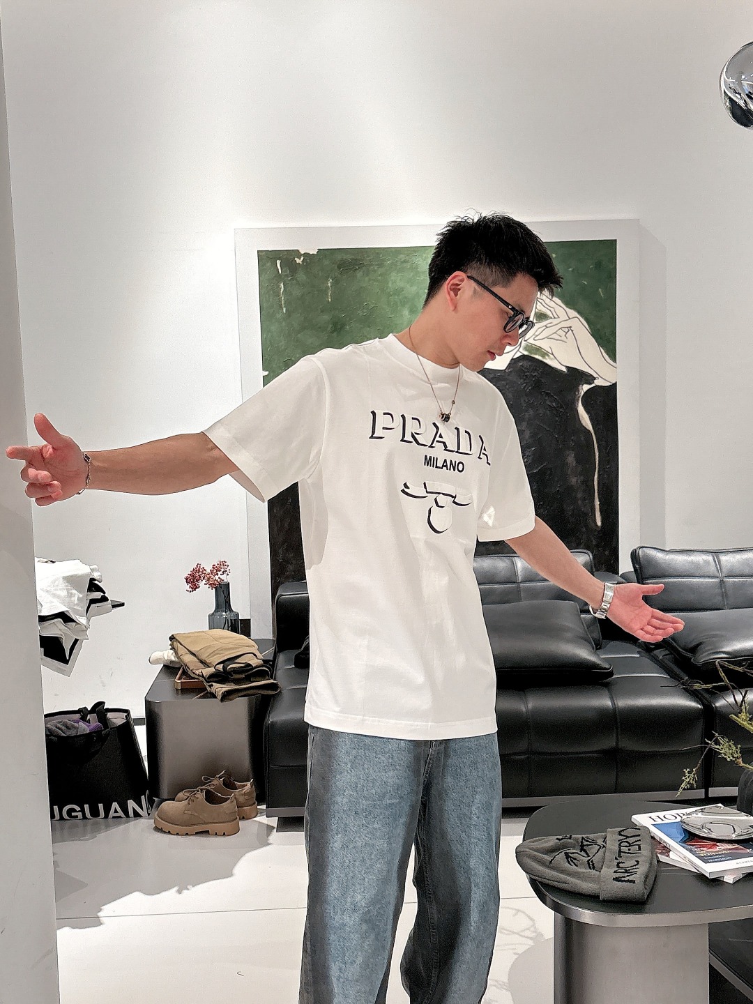 心地よい着用感 prada t シャツ レディースコピー トップス シンプル 半袖 純綿 ハンサム ホワイト_4