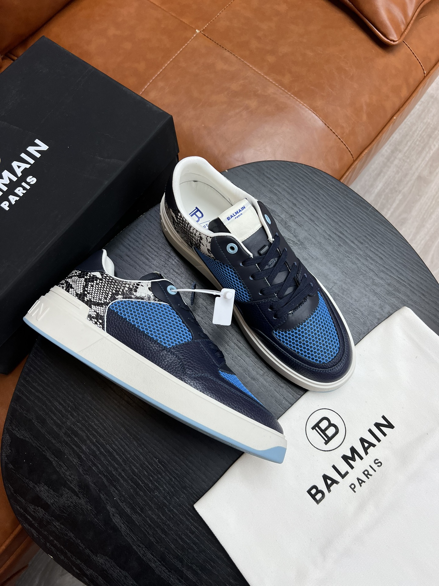 BALMAIN スニーカー バルカナイズ偽物 カジュアルシューズ 運動 ランニング 高品質 ブルー_4