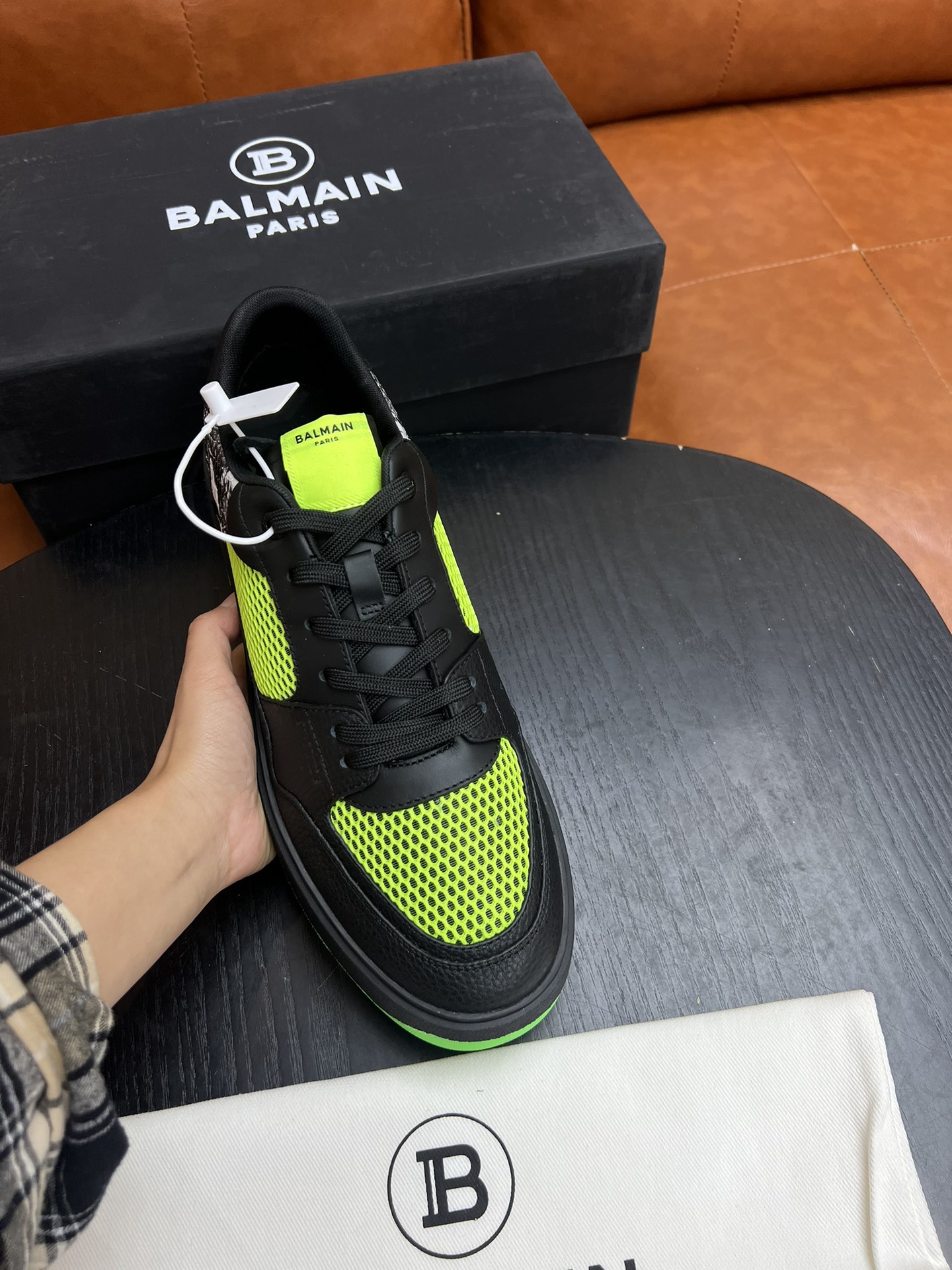 BALMAIN スニーカー バルカナイズコピー カジュアルシューズ 運動 ランニング 高品質 グリーン_2