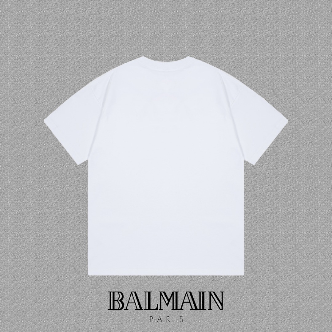 BALMAIN バンコtシャツスーパーコピー 短袖トップス カラフルのプリント 100％綿 ホワイト_5