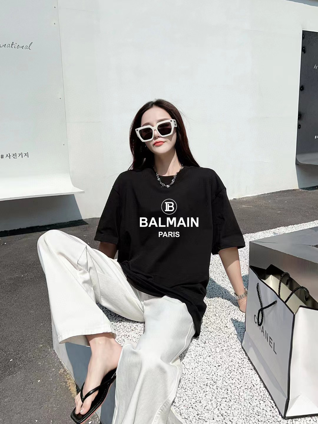 BALMAIN バルマン 半袖コピー Tシャツ トップス ロゴプリント 100％綿 男女兼用 上質 ブラック_3