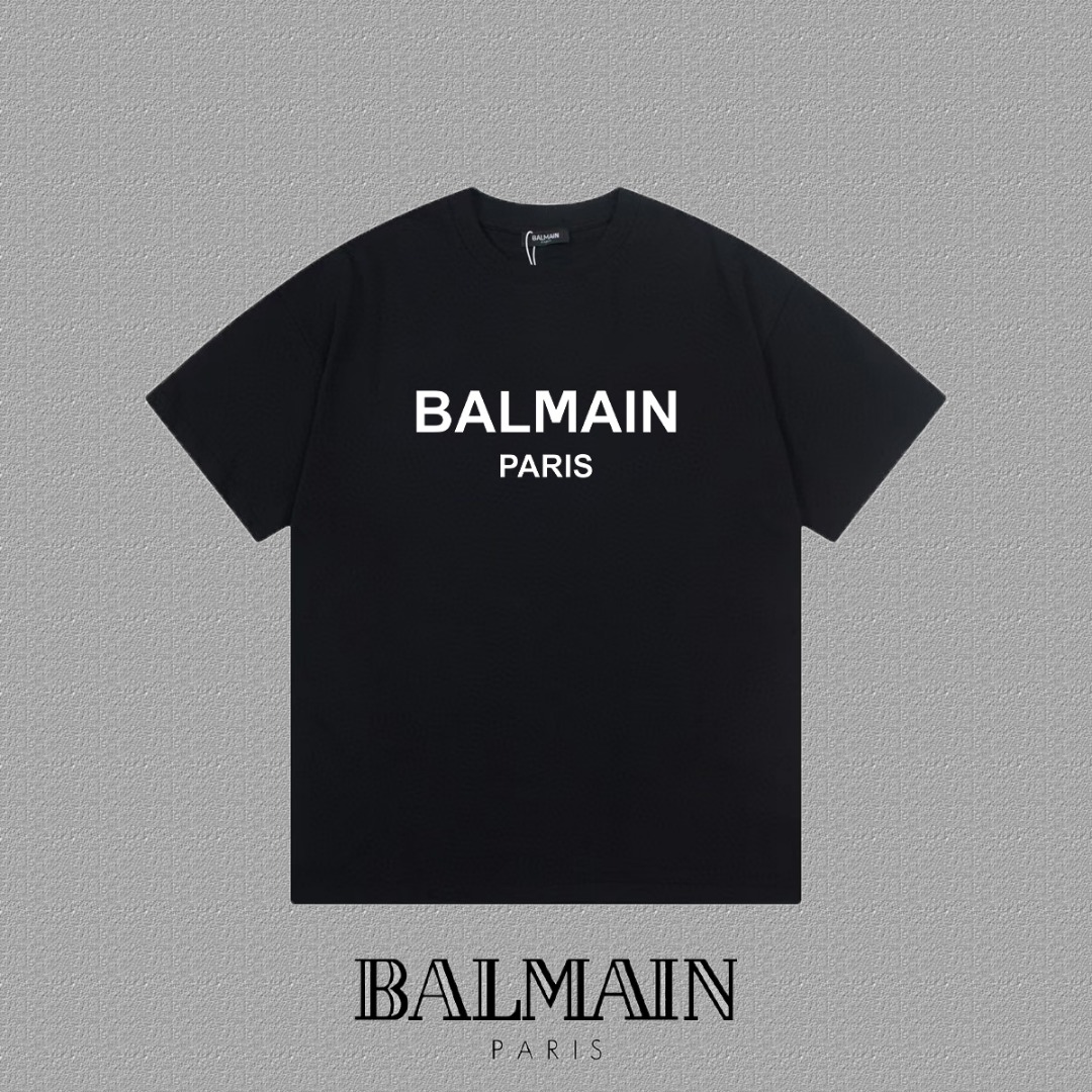 BALMAIN ホフマン tシャツ偽物 Tシャツ トップス 100％綿 男女兼用 ロゴプリント ブラック_4