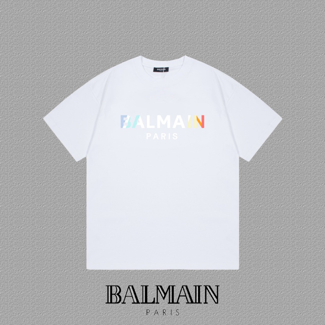 BALMAIN バルボリンtシャツコピー 短袖 トップス 100％綿 男女兼用 ロゴプリント ホワイト_4