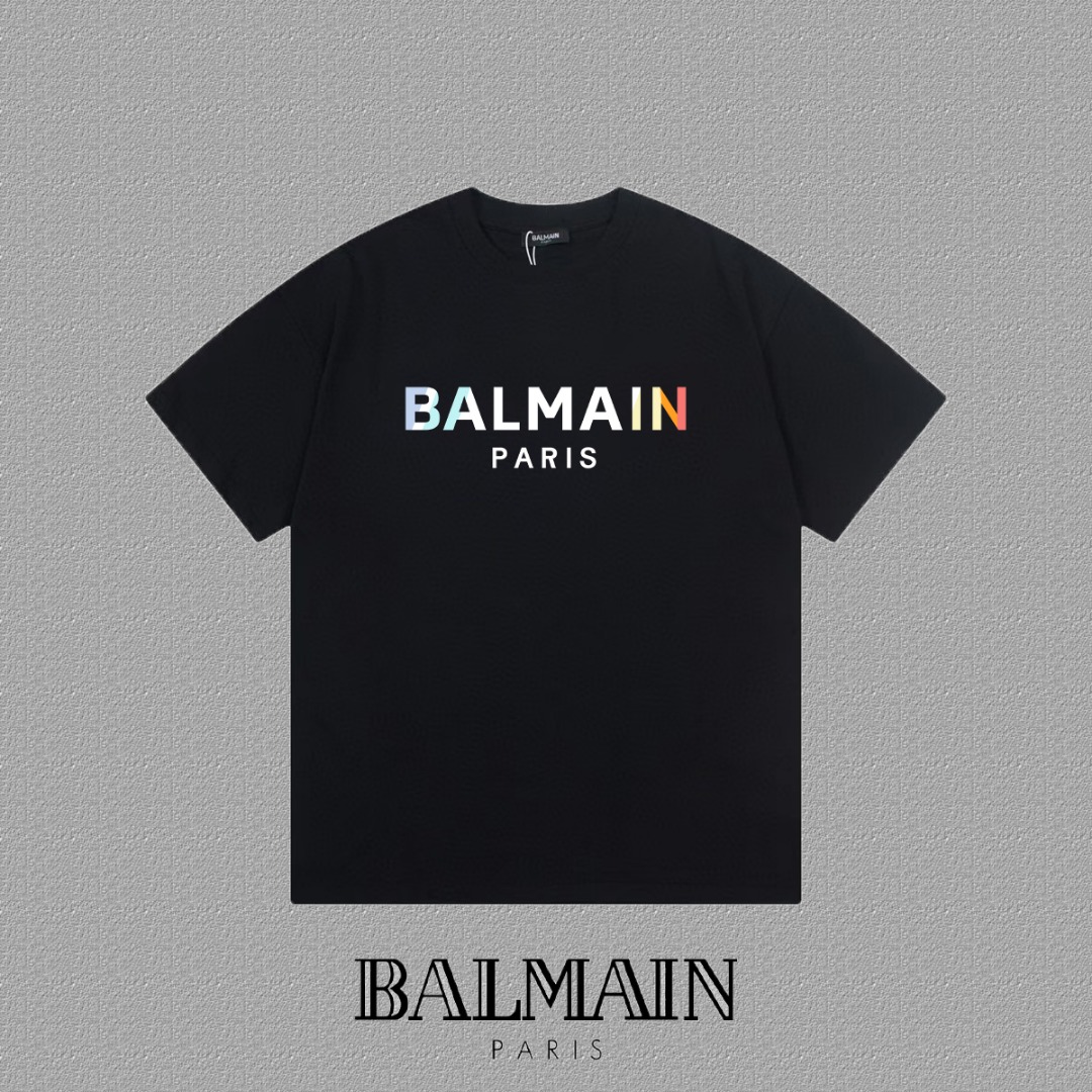 BALMAIN 人気ミシュランマンtシャツスーパーコピー 短袖 トップス 100％綿 男女兼用 ロゴプリント ブラック_4