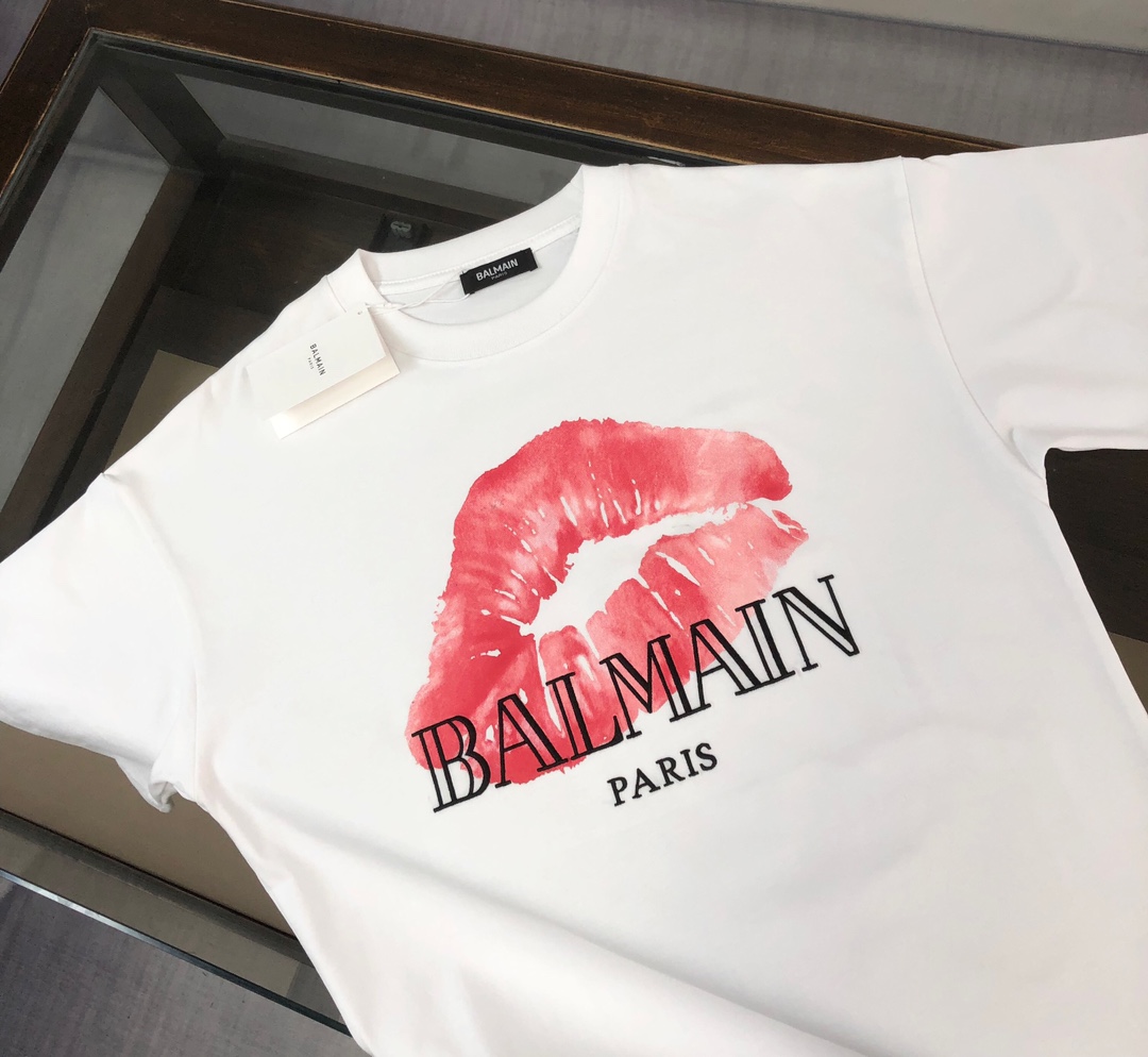 BALMAIN ランバラルtシャツコピー 半袖 プリント トップス 純綿 柔軟 シンプル 男女兼用 ホワイト_2