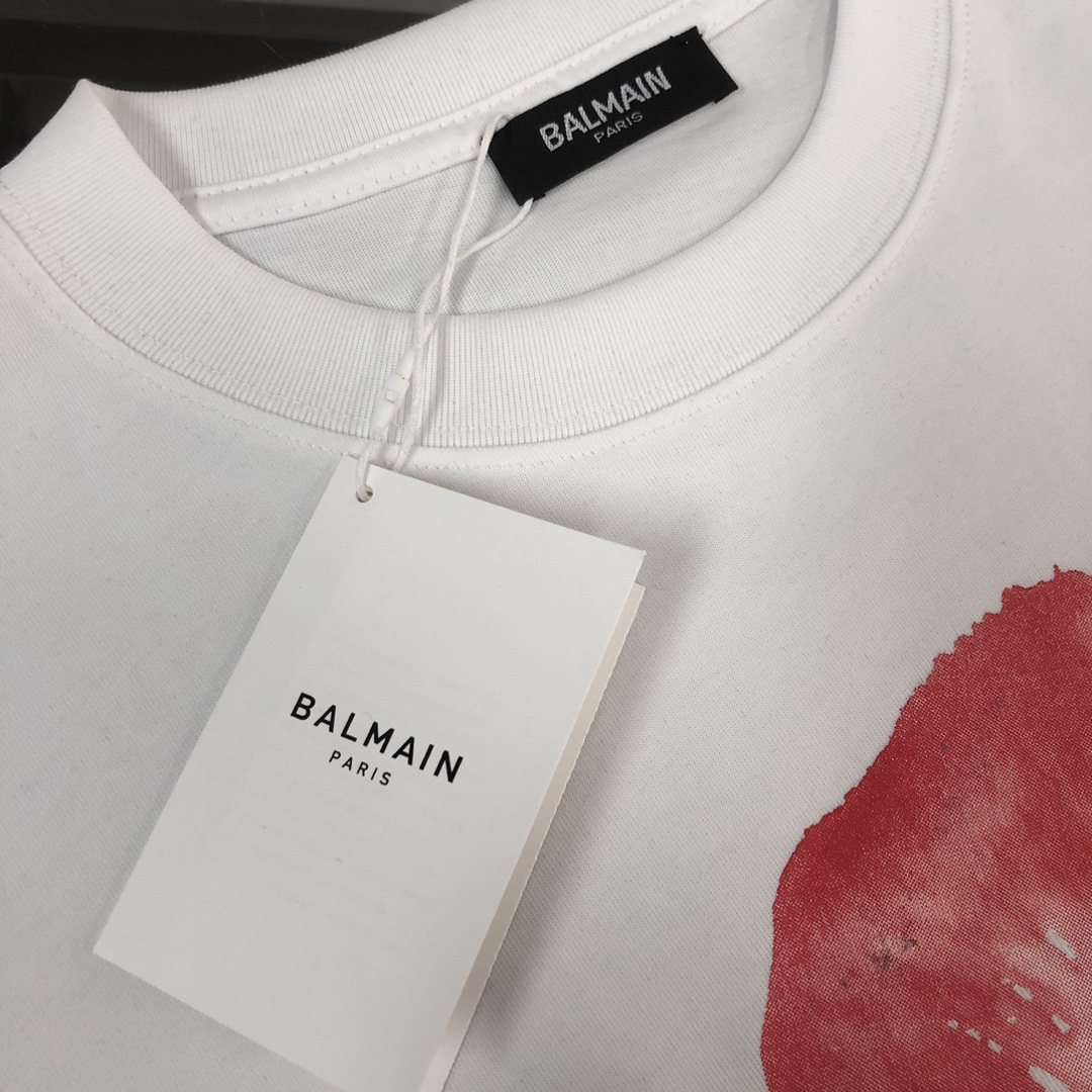 BALMAIN ランバラルtシャツコピー 半袖 プリント トップス 純綿 柔軟 シンプル 男女兼用 ホワイト_3