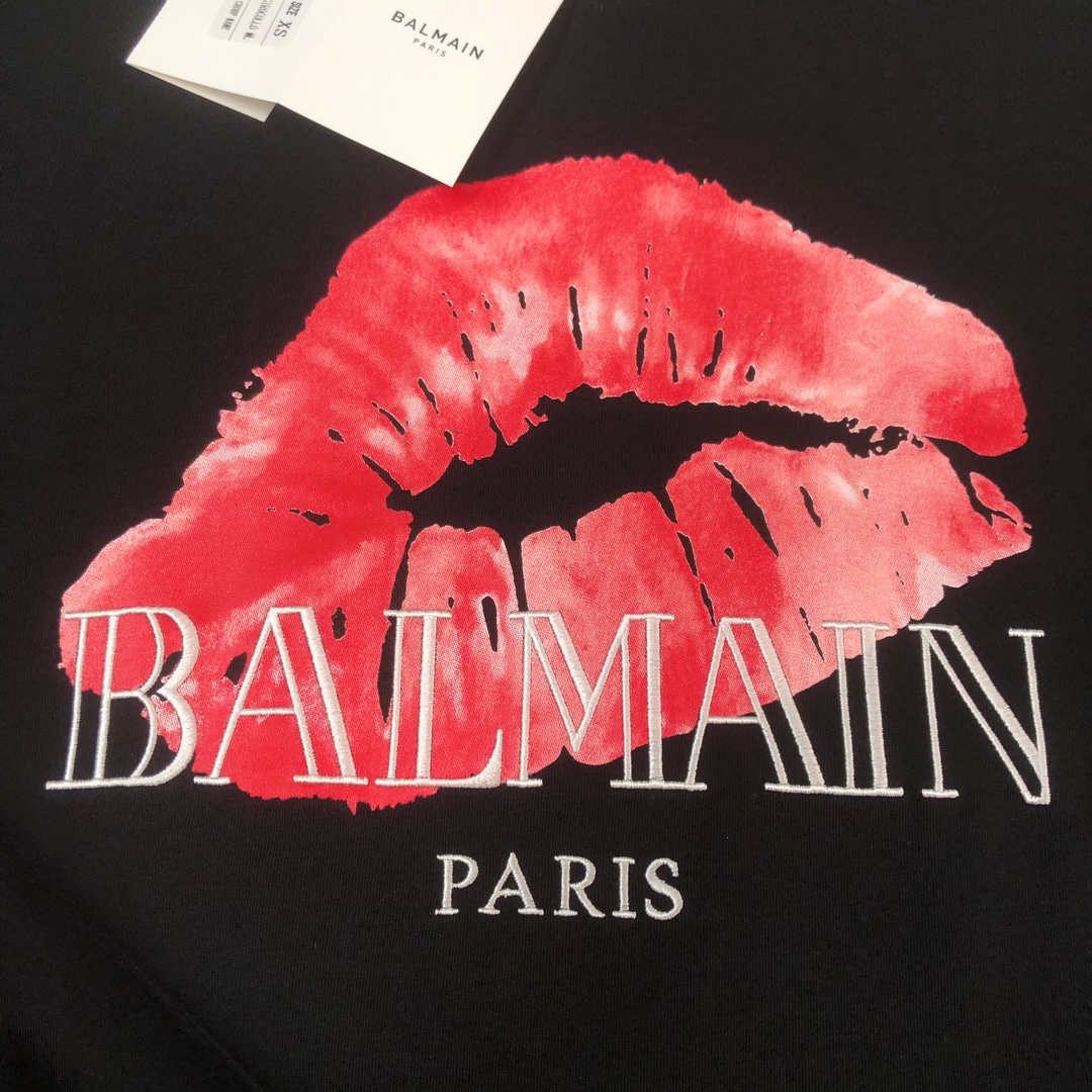 BALMAIN バルバリネンシャツスーパーコピー 半袖 プリント トップス 純綿 柔軟 シンプル 男女兼用 ブラック_4