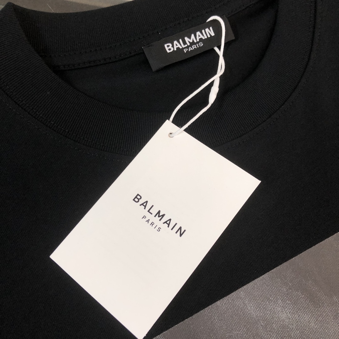 BALMAIN バルマン ワイシャツコピー 半袖 プリント トップス 純綿 柔軟 シンプル ゆったり ブラック_5