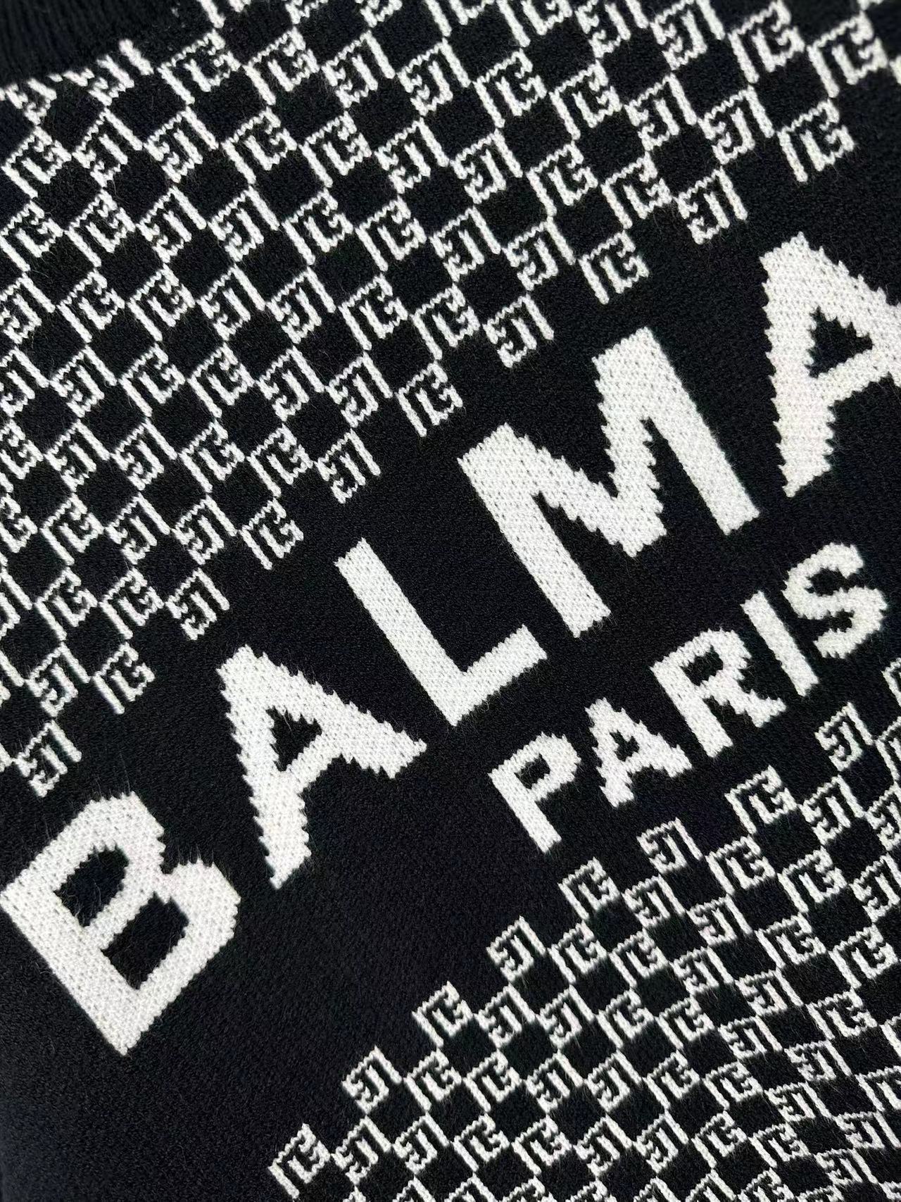 BALMAIN バルキーセーターブーム偽物 花柄 暖かい トップス ニット素材 ロゴプリント ブラック_7